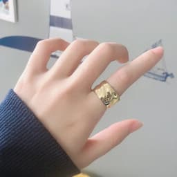 925 Sterling Silver Wiede Simple Gold Color Rings Retro Distressed Opening Handmade Ring Fashion Fine Jewelry