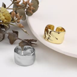 925 Sterling Silver Wiede Simple Gold Color Rings Retro Distressed Opening Handmade Ring Fashion Fine Jewelry