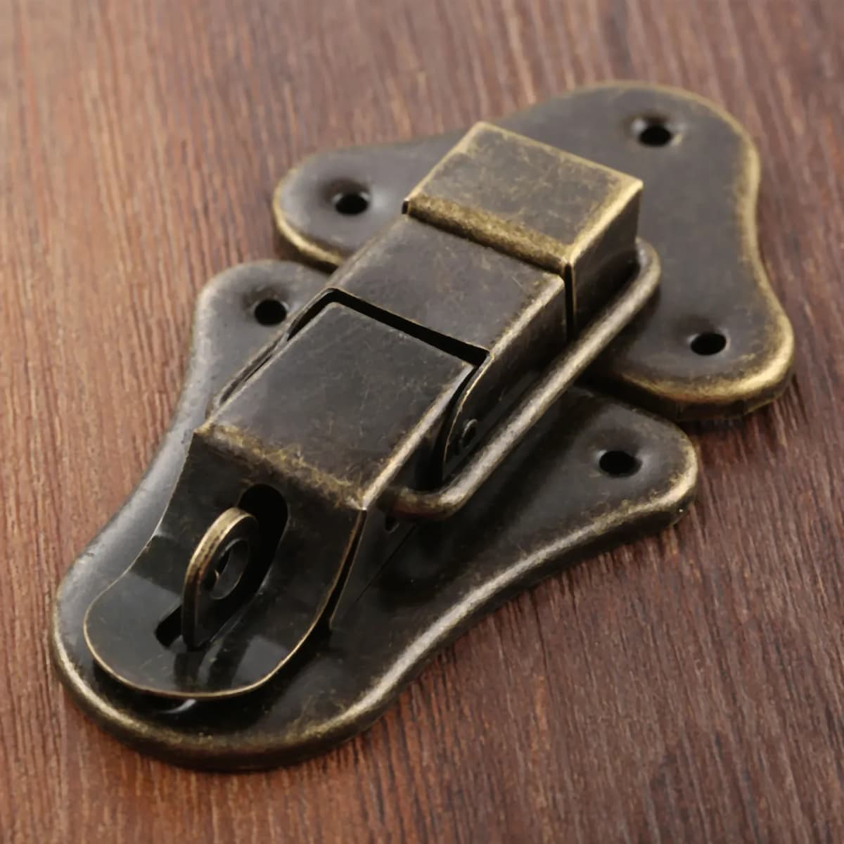 1set Antique Bronze Box Latch Hasp w/screws Jewelry Wood Box Decor Drawer Suitcases Iron Buckle Clasp Furniture 95*52mm Hardware