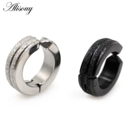 Alisouy 2pcs New Frosted Scrub Groove Ear Earring Stainless Steel Small Circle Hoop Earrings for Women Men Punk Piercing Jewelry