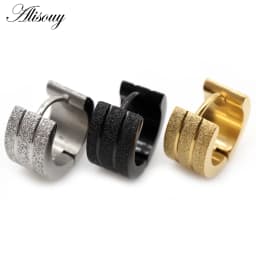 Alisouy 2pcs New Frosted Scrub Groove Ear Earring Stainless Steel Small Circle Hoop Earrings for Women Men Punk Piercing Jewelry