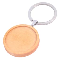 5pcs Double Side Wooden Keychain Cabochon Base Setting Blanks 30mm Dia Pendant Bezel Trays Diy Metal Keyring Accessories