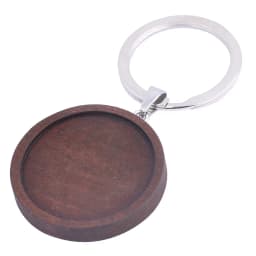 5pcs Double Side Wooden Keychain Cabochon Base Setting Blanks 30mm Dia Pendant Bezel Trays Diy Metal Keyring Accessories