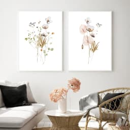 Floral Bouquet Watercolor Art Painting Japanese Ikebana Flowers Wall Pictures Minimalist Poster Canvas Print Bedroom Home Decor