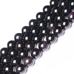 Natural Black Rainbow Obsidian Ice Black Loose Beads 4/6/8/10/12/14 MM Fit Diy Charm Bracelet Beads For Jewelry Making Accessory