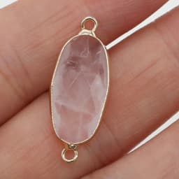 Natural Stone Amethysts Pendant Oval shape Two-hole connector for Jewelry Making Diy Bracelet necklace accessories 11x27mm