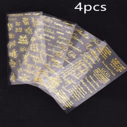 4pc Gold UV Resin Stickers Filling Material Phrases Blessings Stickers Decorative Sticker DIY Epoxy Resin Jewelry Making