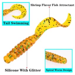 10 Pcs Jig Wobblers Worm Soft Lure 4.8cm 1.2g Shrimp Fishy Smell Spiral Tail Artificial Silicone Bait Swimbait Fishing Tackle