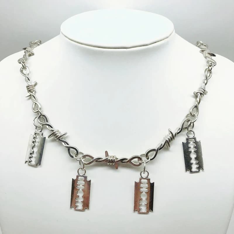 New Small Wire Brambles Iron Unisex Choker Necklace Women Hip-hop Gothic Punk Blade Barbed Wire Little Thorns Chain Choker Gifts