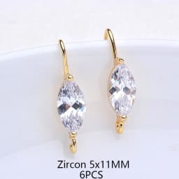 (2503) Height 17MM 24K Champagne Gold Color Plated Brass with Zircon Earrings Hook High Quality Diy Jewelry Accessories