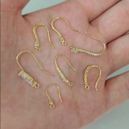 (2503) Height 17MM 24K Champagne Gold Color Plated Brass with Zircon Earrings Hook High Quality Diy Jewelry Accessories