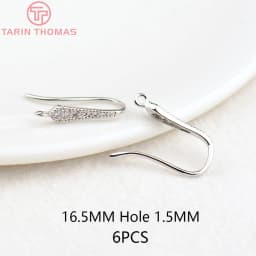 (2503) Height 17MM 24K Champagne Gold Color Plated Brass with Zircon Earrings Hook High Quality Diy Jewelry Accessories