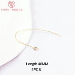 (2503) Height 17MM 24K Champagne Gold Color Plated Brass with Zircon Earrings Hook High Quality Diy Jewelry Accessories