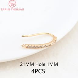 (2503) Height 17MM 24K Champagne Gold Color Plated Brass with Zircon Earrings Hook High Quality Diy Jewelry Accessories