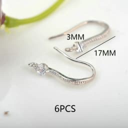 (2503) Height 17MM 24K Champagne Gold Color Plated Brass with Zircon Earrings Hook High Quality Diy Jewelry Accessories