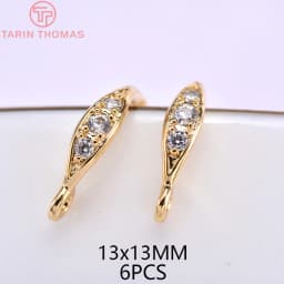 (2503) Height 17MM 24K Champagne Gold Color Plated Brass with Zircon Earrings Hook High Quality Diy Jewelry Accessories