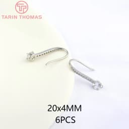 (2503) Height 17MM 24K Champagne Gold Color Plated Brass with Zircon Earrings Hook High Quality Diy Jewelry Accessories