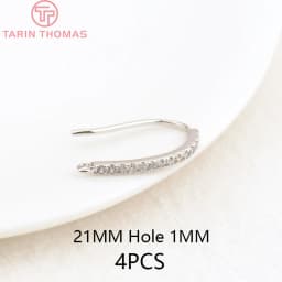 (2503) Height 17MM 24K Champagne Gold Color Plated Brass with Zircon Earrings Hook High Quality Diy Jewelry Accessories