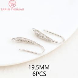 (2503) Height 17MM 24K Champagne Gold Color Plated Brass with Zircon Earrings Hook High Quality Diy Jewelry Accessories