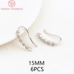 (2503) Height 17MM 24K Champagne Gold Color Plated Brass with Zircon Earrings Hook High Quality Diy Jewelry Accessories