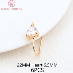(2503) Height 17MM 24K Champagne Gold Color Plated Brass with Zircon Earrings Hook High Quality Diy Jewelry Accessories