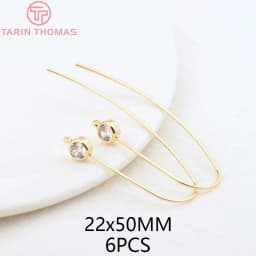 (2503) Height 17MM 24K Champagne Gold Color Plated Brass with Zircon Earrings Hook High Quality Diy Jewelry Accessories