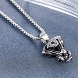 Creative hip-hop rock retro locomotive motorcycle engine punk domineering men’s pendant birthday gift necklace jewelry wholesale