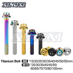 Xingxi M8/M10X15 ~ 100mm Titanium Bolt DIN6921 Hexagon Flange Head Screw for Motorcycle Modification Disc Brake Bolt