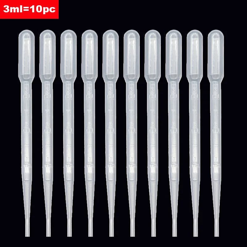 3ML Transparent Pipette Disposable Safe Plastic Transfer Pipette Scale Pipette Small Laboratory Grinder Supplies 10pcs
