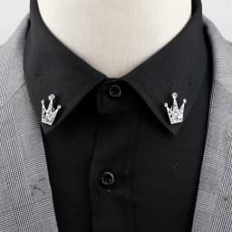 1 Pair Retro Lapel Pin Brooch Vintage Fashion Tree Leaf Collar Pin Hollowed Out Crown Shirts Suits Breastpin Jewelry Accessories