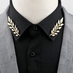 1 Pair Retro Lapel Pin Brooch Vintage Fashion Tree Leaf Collar Pin Hollowed Out Crown Shirts Suits Breastpin Jewelry Accessories