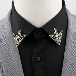 1 Pair Retro Lapel Pin Brooch Vintage Fashion Tree Leaf Collar Pin Hollowed Out Crown Shirts Suits Breastpin Jewelry Accessories