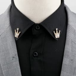 1 Pair Retro Lapel Pin Brooch Vintage Fashion Tree Leaf Collar Pin Hollowed Out Crown Shirts Suits Breastpin Jewelry Accessories