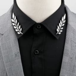 1 Pair Retro Lapel Pin Brooch Vintage Fashion Tree Leaf Collar Pin Hollowed Out Crown Shirts Suits Breastpin Jewelry Accessories