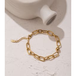 Yhpup New Stainless Steel Golden Bracelet Jewelry Charm Metal Texture 14 K Plated Geometric Wrist for Women Bijoux Accessories