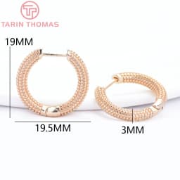 (8828) 6PCS 18x17MM 24K Gold Color Brass Round Earrings Clasp Earrings Hoop High Quality DIY Jewelry Making Findings Accessories