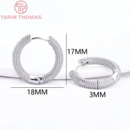 (8828) 6PCS 18x17MM 24K Gold Color Brass Round Earrings Clasp Earrings Hoop High Quality DIY Jewelry Making Findings Accessories