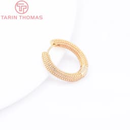 (8828) 6PCS 18x17MM 24K Gold Color Brass Round Earrings Clasp Earrings Hoop High Quality DIY Jewelry Making Findings Accessories