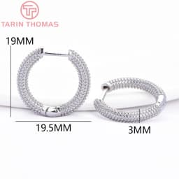 (8828) 6PCS 18x17MM 24K Gold Color Brass Round Earrings Clasp Earrings Hoop High Quality DIY Jewelry Making Findings Accessories