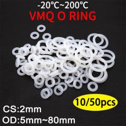 10/50pcs VMQ White Silicone Ring Gasket CS 2mm OD 5 ~ 80mm Food Grade Waterproof Washer Rubber Silicone Gasket Rubber O-Ring