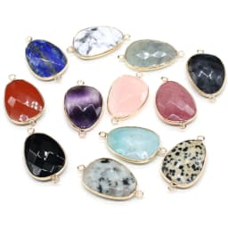 Natural Stone irregular shape Pendant Charms Double hole connector for Jewelry Making DIY Necklaces Bracelets Accessories