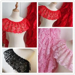 2 Meters/lot 15 Cm Wide Pink Black Red Folds Embroidered Lace Skirt Clothes Home Decoration Lace Accessories SC573