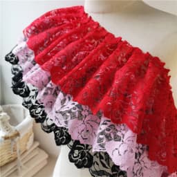 2 Meters/lot 15 Cm Wide Pink Black Red Folds Embroidered Lace Skirt Clothes Home Decoration Lace Accessories SC573