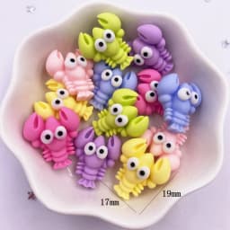 10pcs Colorful Resin Fish Crab Seahorse Squid Styles Ocean Animal Flatback Cabochon Scrapbook Craft DIY Accessory Decor Figurine