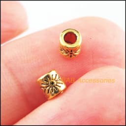 100Pcs Tibetan Silver Plated, Antiqued Gold Plated , Bronze Plated Flower Tube Spacer Beads 4mm