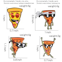 Funny Pizza Man Enamel Pin Sunglasses Heart Eye Brooches Custom Pastel Denim Shirt Cartoon Food Badge for Bag Lapel Jewelry Gift