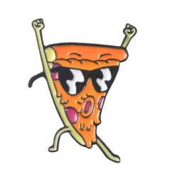 Funny Pizza Man Enamel Pin Sunglasses Heart Eye Brooches Custom Pastel Denim Shirt Cartoon Food Badge for Bag Lapel Jewelry Gift