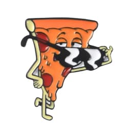 Funny Pizza Man Enamel Pin Sunglasses Heart Eye Brooches Custom Pastel Denim Shirt Cartoon Food Badge for Bag Lapel Jewelry Gift