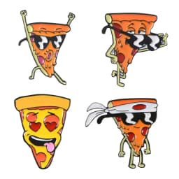 Funny Pizza Man Enamel Pin Sunglasses Heart Eye Brooches Custom Pastel Denim Shirt Cartoon Food Badge for Bag Lapel Jewelry Gift