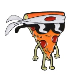 Funny Pizza Man Enamel Pin Sunglasses Heart Eye Brooches Custom Pastel Denim Shirt Cartoon Food Badge for Bag Lapel Jewelry Gift